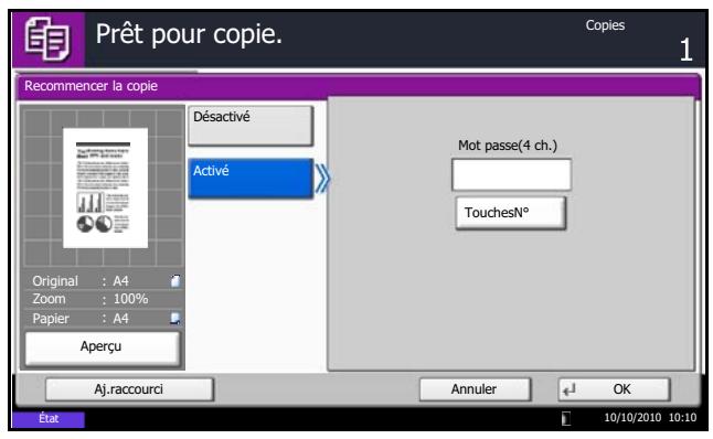 OLIVETTI D-COPIA 8000 - Sélection de la fonction Recommencer la copie - 1