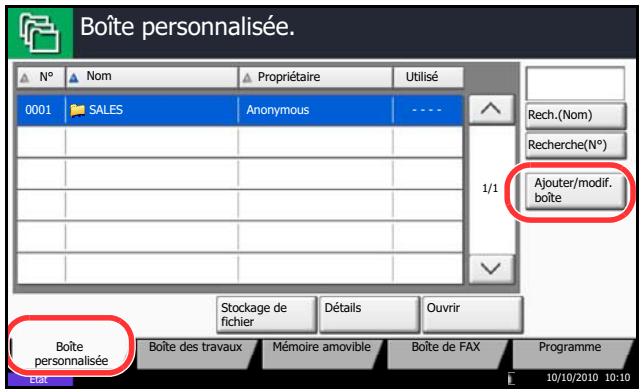OLIVETTI D-COPIA 8000 - Création d'une nouvelle boîte personalisée (ajouter/modifier boîte) - 1