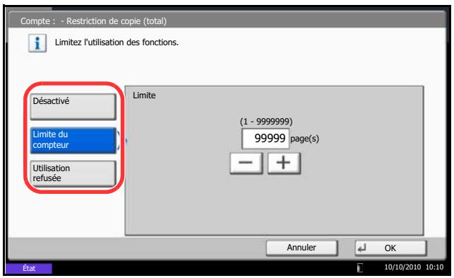 OLIVETTI D-COPIA 8000 - Application de restrictions - 1