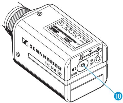 SENNHEISER SKP 500 G2 - Mettre l'émetteur plug-on en sourdine - 1
