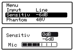 SENNHEISER SR 2020 D - Régler la sensibilité de l'entrée Mic/Line (« Sensitiv ») - 1