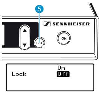 SENNHEISER SR 2020 D - Activier/désactiver le verrouillage des touches (« Lock ») - 1