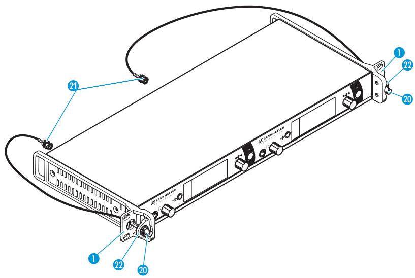 SENNHEISER SR 2050 IEM - Raccorder les antennes à l'avant du rack - 5