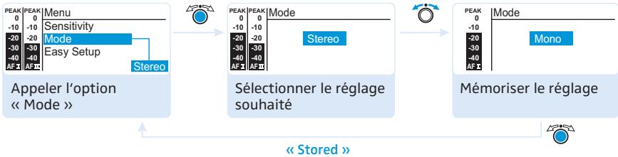 SENNHEISER SR 300 IEM G3 - Mettre l'émetteur en mode mono ou stéréo - « Mode - 1
