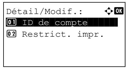 KYOCERA FS-4300DN - Détail/Modif. (Vérification/modification des paramètres d'ID de compte enregistré) - 3