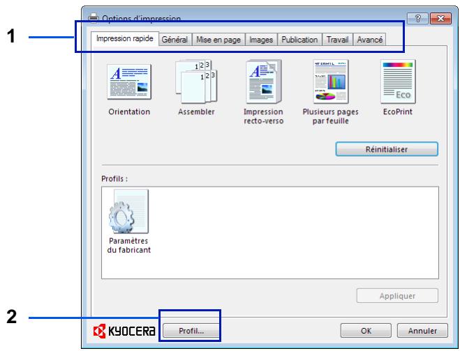 KYOCERA FS-4300DN - Écran des paramètres d'impression du pilote d'imprimante - 1