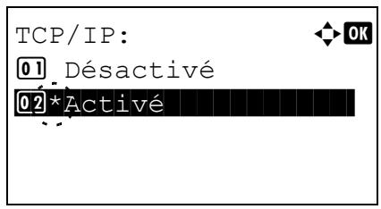 TCP/IP: 01 Désactivé 02*Activé