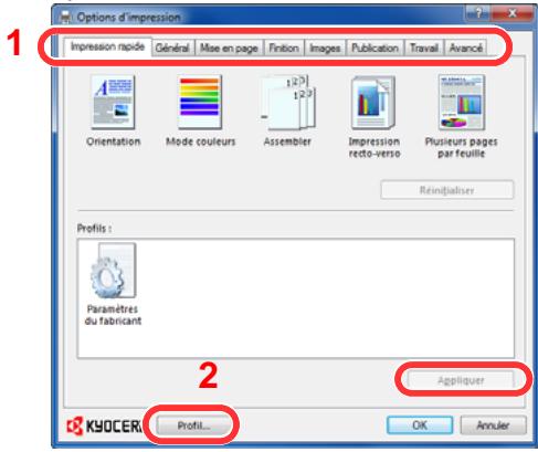 KYOCERA FS-C8650DN - Écran des paramètres d'impression du pilote d'imprimante - 1