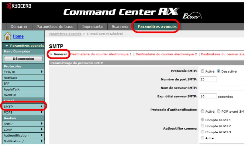 KYOCERA FS-C8650DN - Paramètres e-mail - 1