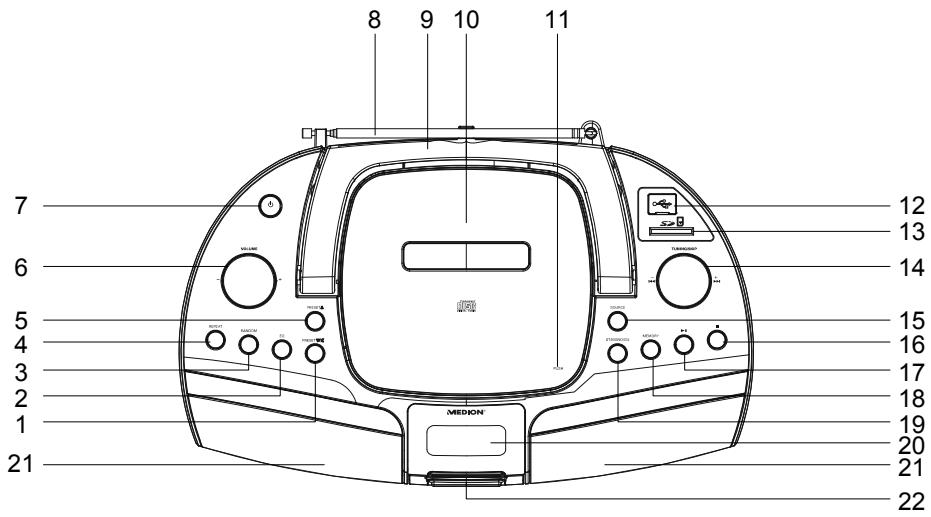 MEDION LIFE E67010 MD 83584 - Overzicht van het apparaat Bovenkant - 1