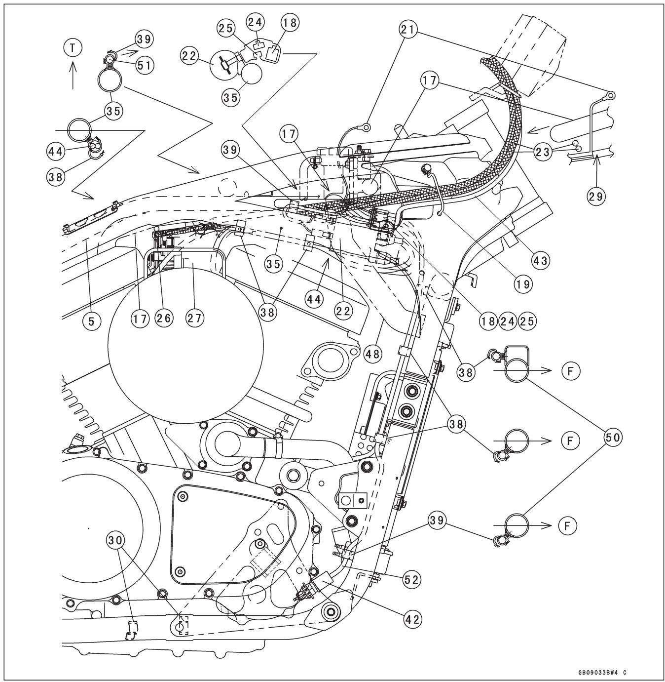 KAWASAKI VN1500 MEAN STREAK - Verlegen von Betätigungszügen, Leitungen und Schläuchen - 1