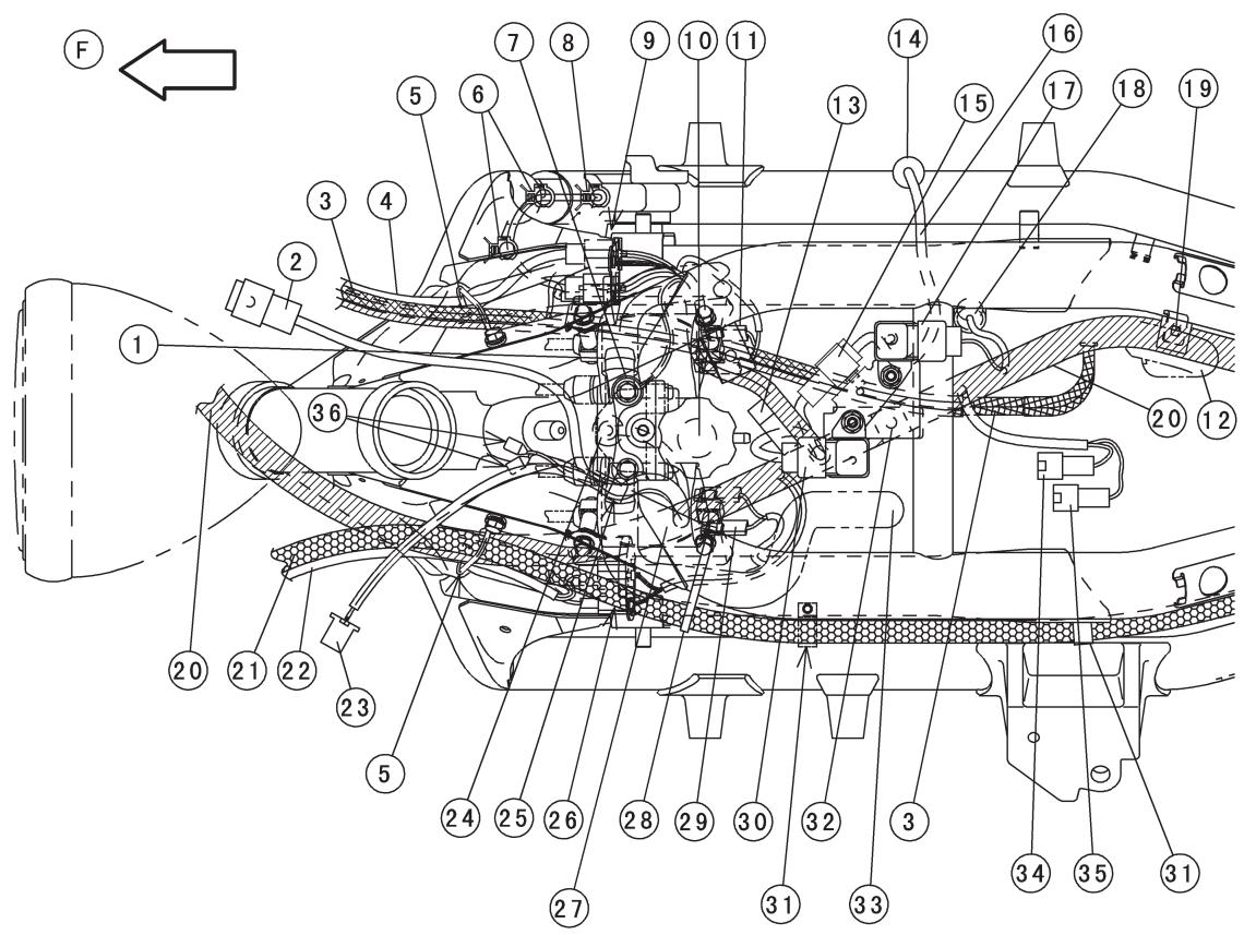 KAWASAKI VULCAN 1500 MEAN STREAK - Verlegen von Betätigungszügen, Leitungen und Schläuchen - 1