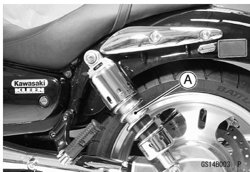 KAWASAKI VULCAN 1500 MEAN STREAK - Prüfen der Hinterrad-Stoßdämpfer auf Öllecks - 1