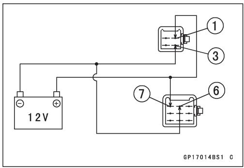 KAWASAKI VULCAN 1500 MEAN STREAK - Anschlüsse der LED Tachmometer- und Drehzahlmesserbeleuchting Batteriepluskabel (+) an Klemme [5] - 3