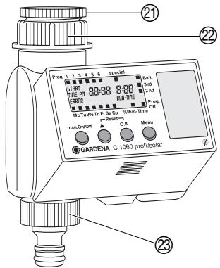 GARDENA C1060 SOLAR - Raccordement duprogrammateur d'arrosage : - 1