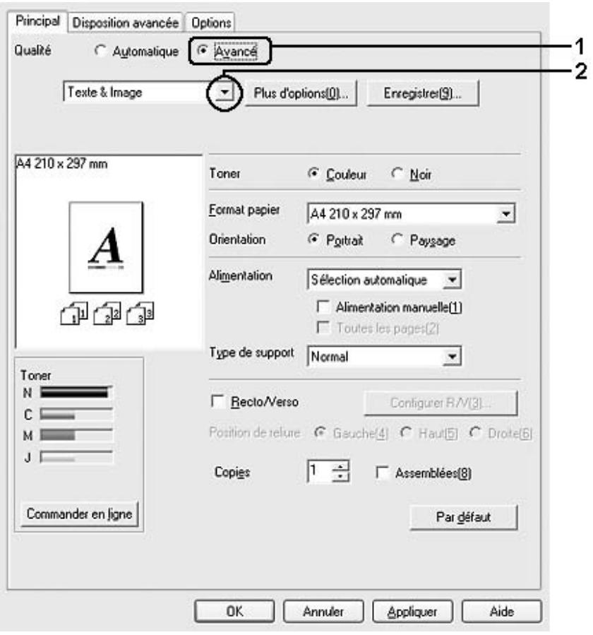EPSON ACULASER C2800DTN - Utilisation des paramètres prédéfinis - 1