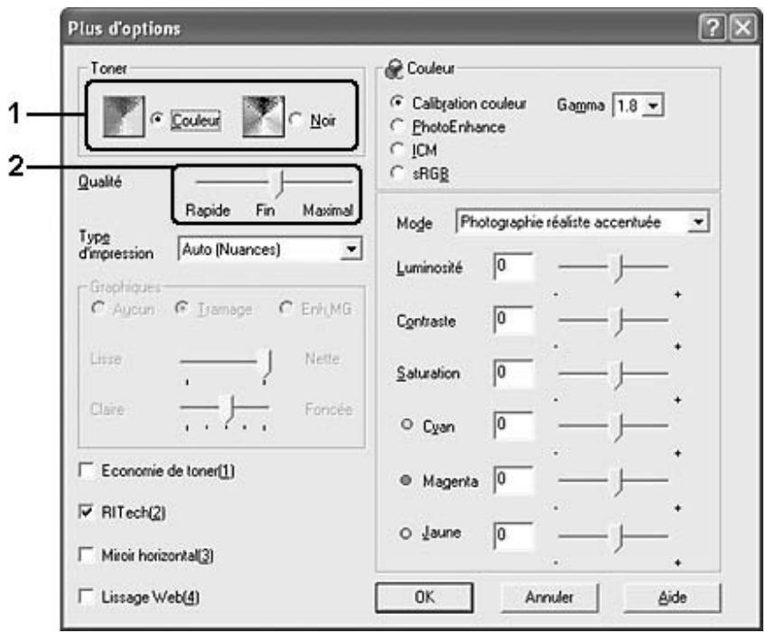 EPSON ACULASER C2800DTN - Personnalisation des paramètres d'impression - 1