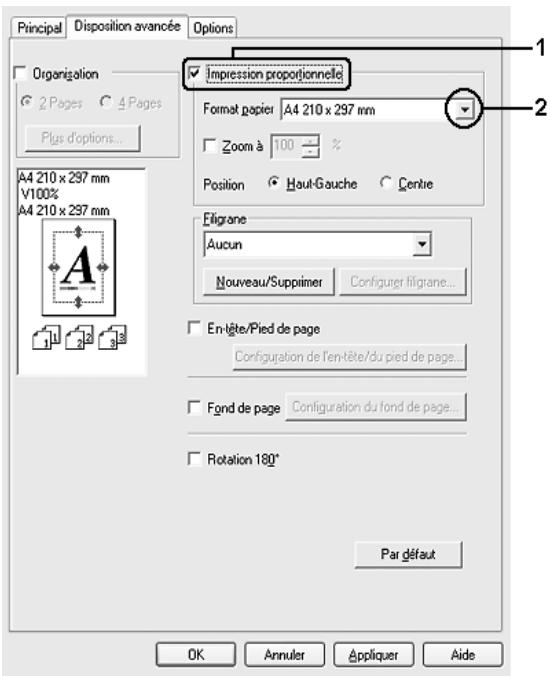 EPSON ACULASER C3800DTN, ACULASER C3800N, ACULASER C3800DN - Pour redimensionner automatiquement les pages en fonction du format du papier : - 1
