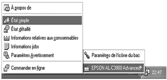 EPSON ACULASER C3800DTN, ACULASER C3800N, ACULASER C3800DN - Accès à EPSON Status Monitor - 1