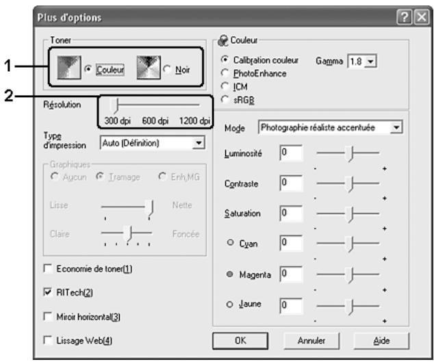 EPSON ACULASER C3800DTN, ACULASER C3800N, ACULASER C3800DN - Personnalisation des paramètres d'impression - 1