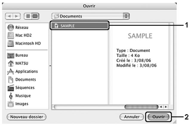 EPSON ACULASER C3800DTN, ACULASER C3800N, ACULASER C3800DN - Sélectionnez le fichier PICT et cliquez sur Ouvrir. - 1