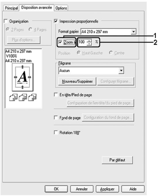 EPSON ACULASER C3800DTN, ACULASER C3800N, ACULASER C3800DN - Redimensionnement des pages selon un pourcentage déterminé - 1