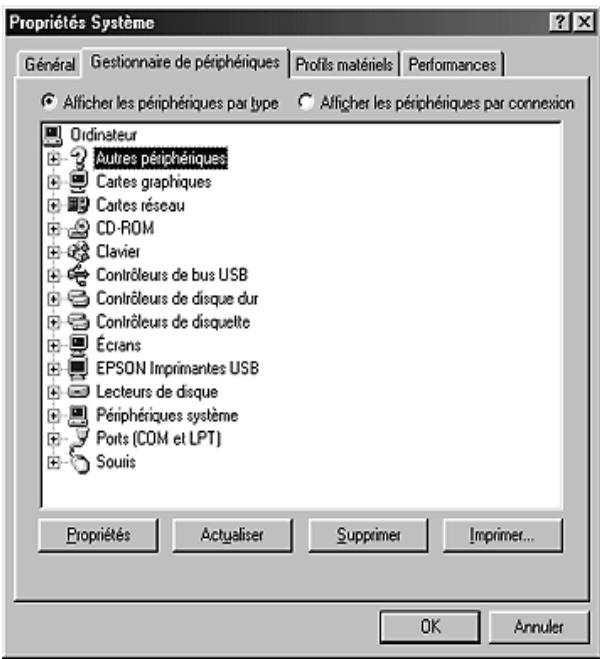 EPSON ACULASER C3800DTN, ACULASER C3800N, ACULASER C3800DN - Sélectionnez l'onglet Gestionnaire de périphériques. - 2