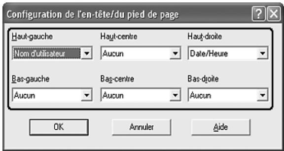 EPSON ACULASER C3800DTN, ACULASER C3800N, ACULASER C3800DN - Utilisation d'en-têtes et pieds de page - 2