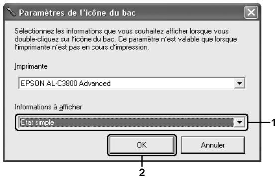 EPSON ACULASER C3800DTN, ACULASER C3800N, ACULASER C3800DN - Paramètres de l'icône du bac - 1