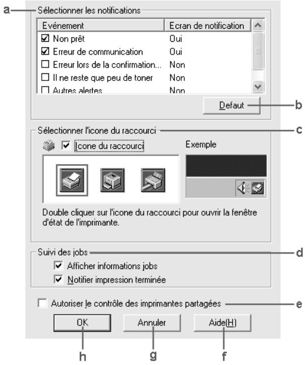 EPSON ACULASER CX11NF - Définition des préférences de contrôle - 1