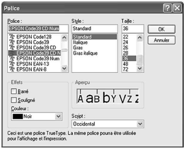 EPSON ACULASER CX11NF - Impression à l'aide des polices EPSON BarCode - 3