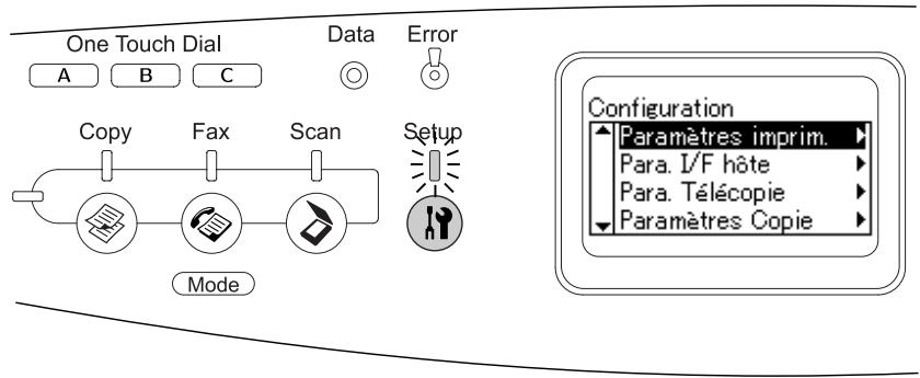 EPSON ACULASER CX11NF - Méthode d'accès aux paramètres du menu de configuration - 1