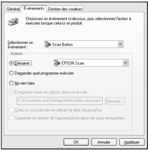 EPSON ACULASER CX11NF - Sélectionnez l'onglet Événements. - 1