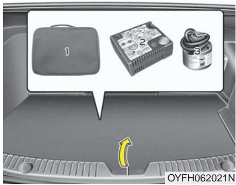 KIA OPTIMA HYBRIDE 2011 - EN CAS DE CREVAISON (AVEC UNE TROUSSE DE RÉPARATION DE PNEU, SI ÉQUIPÉ) - 1