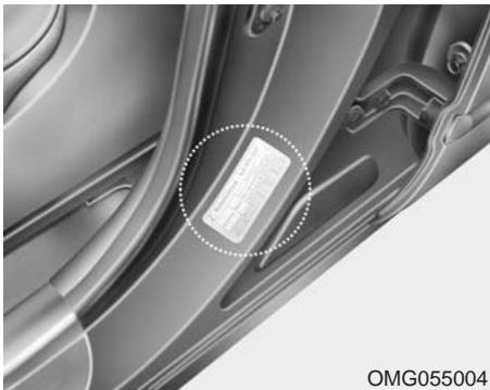 KIA OPTIMA HYBRIDE 2011 - ÉTIQUETTE DES PNEUS - 1