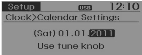 KIA RIO 2011 - Réglage du calendrier - 1