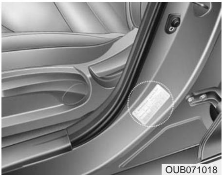 KIA RIO 2011 - ÉTIQUETTE DES PNEUS - 1