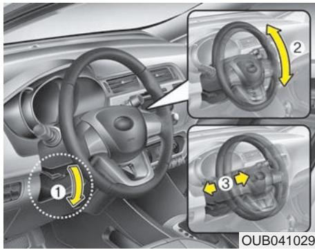 KIA RIO 2011 - AVERTISSEMENT -Réglage du volant - 1