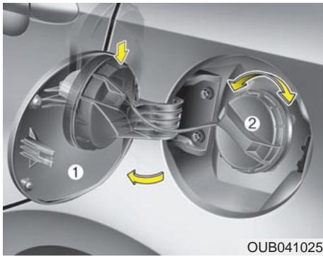 KIA RIO 2011 - Ouverture du volet du réservoir de carburant - 1