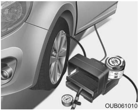 KIA RIO 2011 - Utilisation de la trousse de réparation des pneus - 1