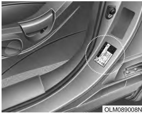 KIA SPORTAGE 2011 - Pression à froid recommandée pour les pneus - 1