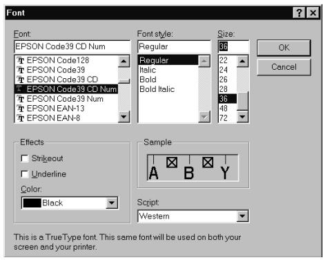EPSON ACULASER M1200, ACULASER M1400, M1200, M1400 - Impression à l'aide des polices EPSON barcode - 3