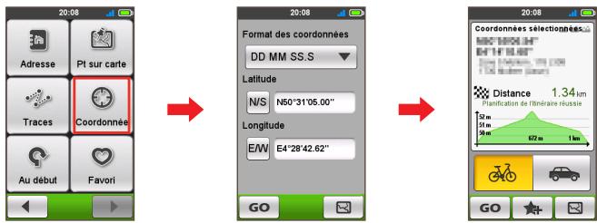 MIO CYCLO 300 - Rechercher un emplacement à partir des coordonnées GPS - 1