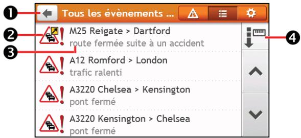 MIO MIVUE DRIVE 55 - Comment faire pour afficher la liste de tous les événements sur mon itinéraire? - 1