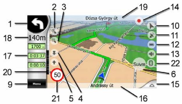 CLARION MAP 670 & MAP670 - Contenus de l'écran Navigation - 1