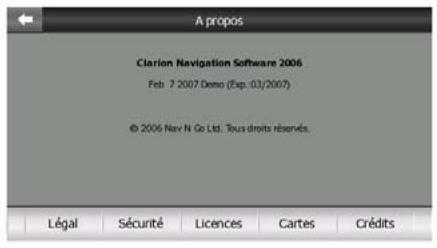 CLARION MAP 670 & MAP670 - L'écran À propos de - 1