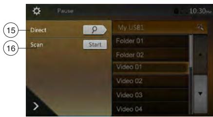 CLARION NX405EC - Passage au menu USB video - 2