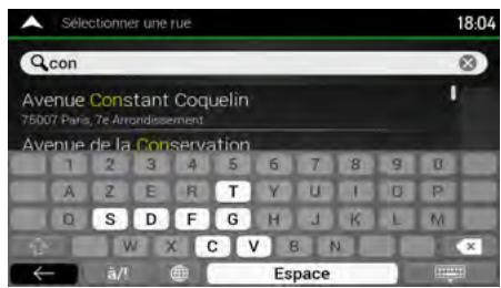CLARION NX405EC - Saisir une adresse en commençant avec le nom de la rue - 9