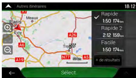 CLARION NX405EC - Sélection d'un autre itinéraire pour un itinéraire existant - 6