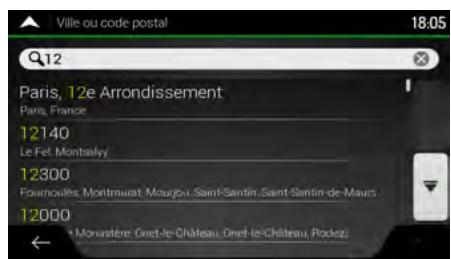 CLARION NX405EC - Utiliser le code postal pour sélectionner une destination - 5